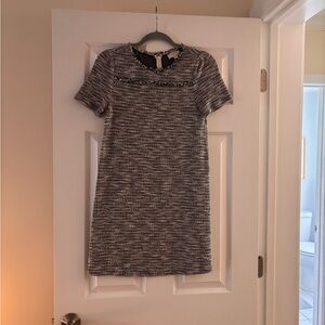 LOFT Black and White Sheath tweed Mini Dress